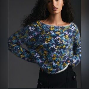 Urban Outfitters Pilcro Cropped Eyelash Floral Sweater